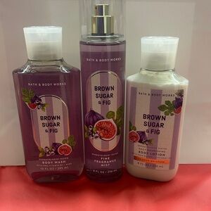 Bath & Body Works Brown Sugar & Fig Collection - Purple and Cream